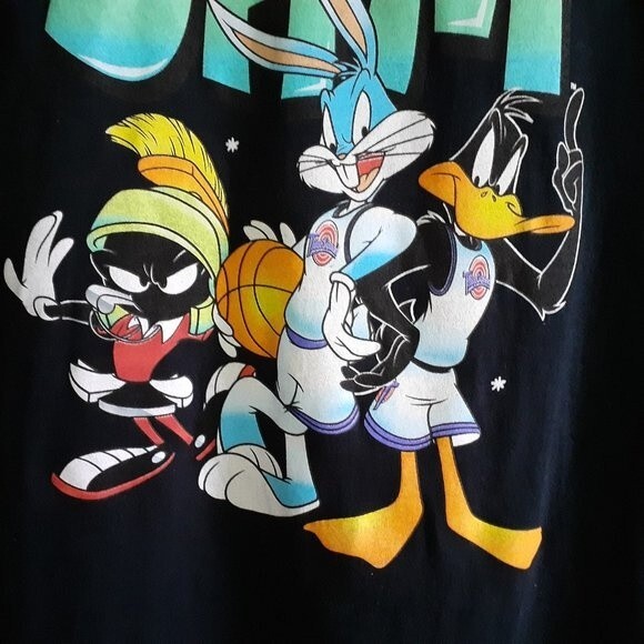 Space Jam 100% Cotton Unisex Graphic Crewneck Black Tee Size XL EUC - Picture 6 of 9